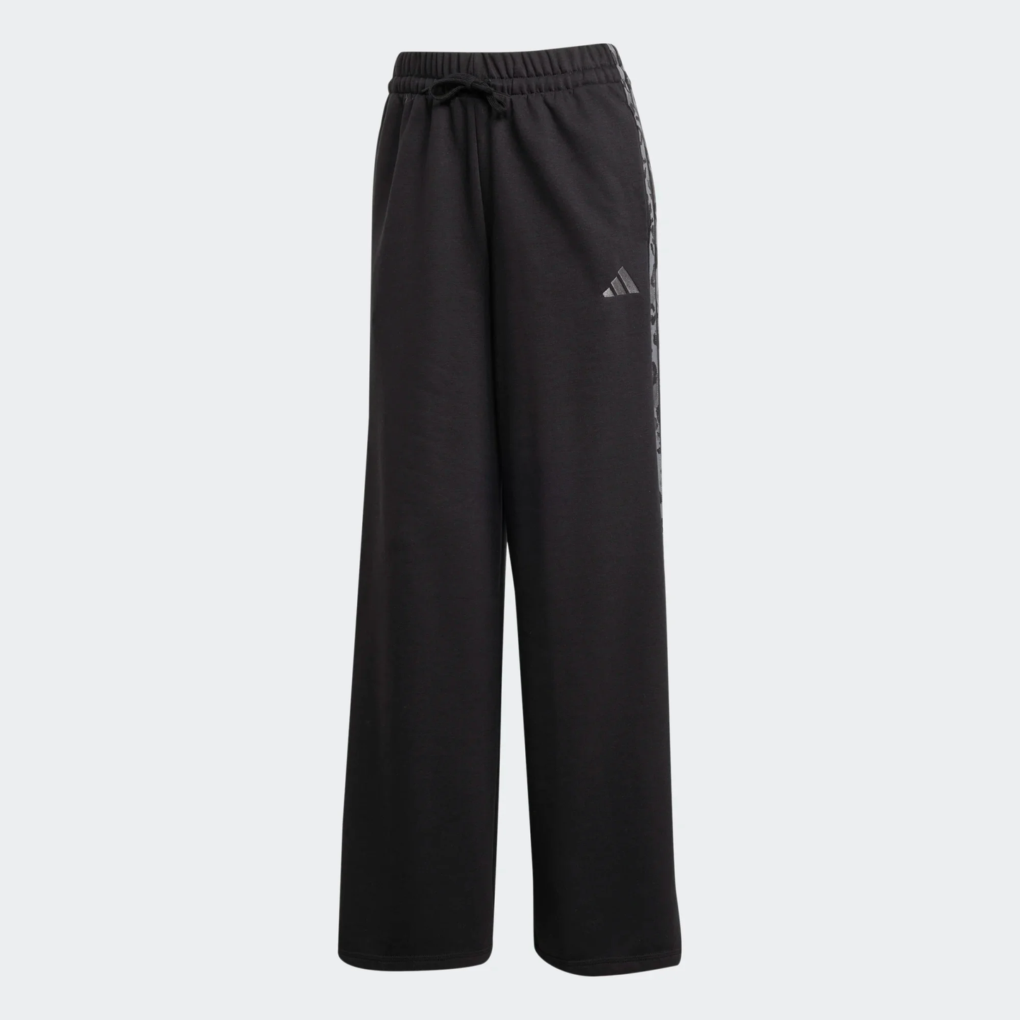 Pantaloni con orlo aperto e 3 strisce con stampa animalier
