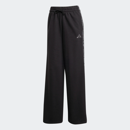 Pantaloni con orlo aperto e 3 strisce con stampa animalier
