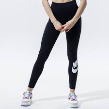 Leggins Nike Nero Vita Alta Essential con stampa laterale