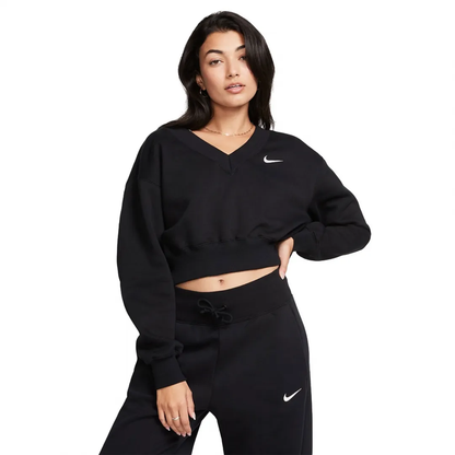Felpa Cropped con scollo a V Nike Sportswear Phoenix felpata
